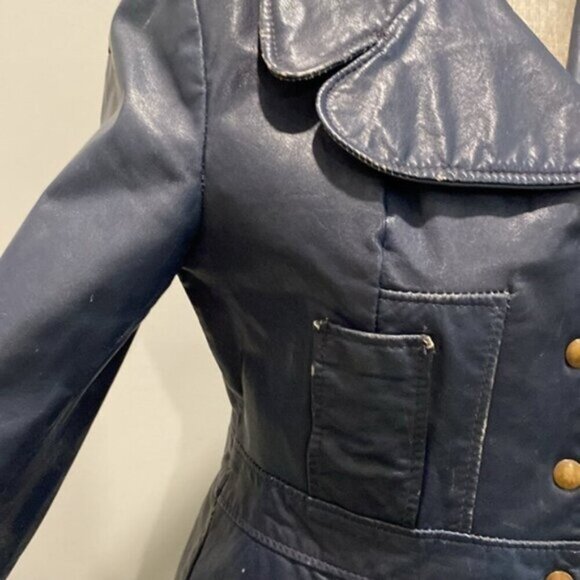 Vintage Blue Leather Moto Jacket Size Small - Picture 6 of 16